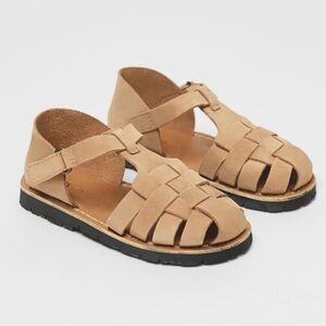 • Zara • Leather Fisherman Sandals tan 32 unisex boys girls